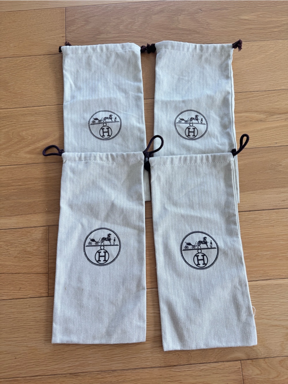 Hermes drawstring shoe dust bags set of 4